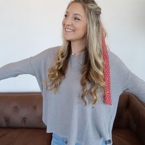 NWT mod ref light gray waffle knit sweater